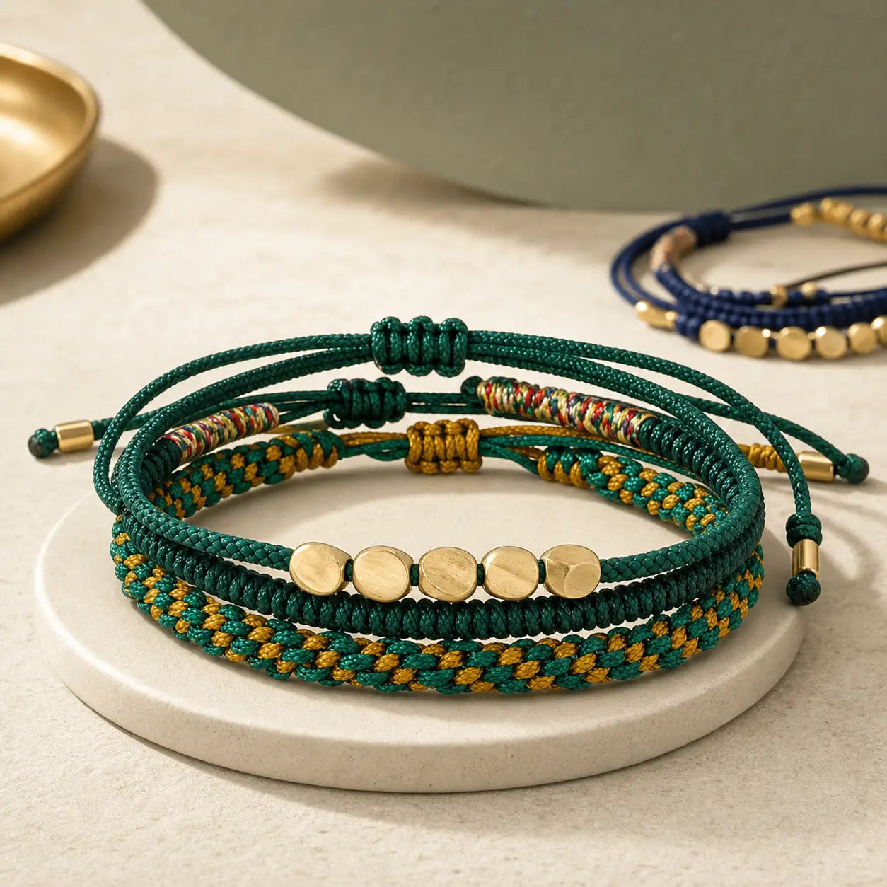 Song Yne 3-Piece Tibetan Copper Healing & Protection Bracelet Set