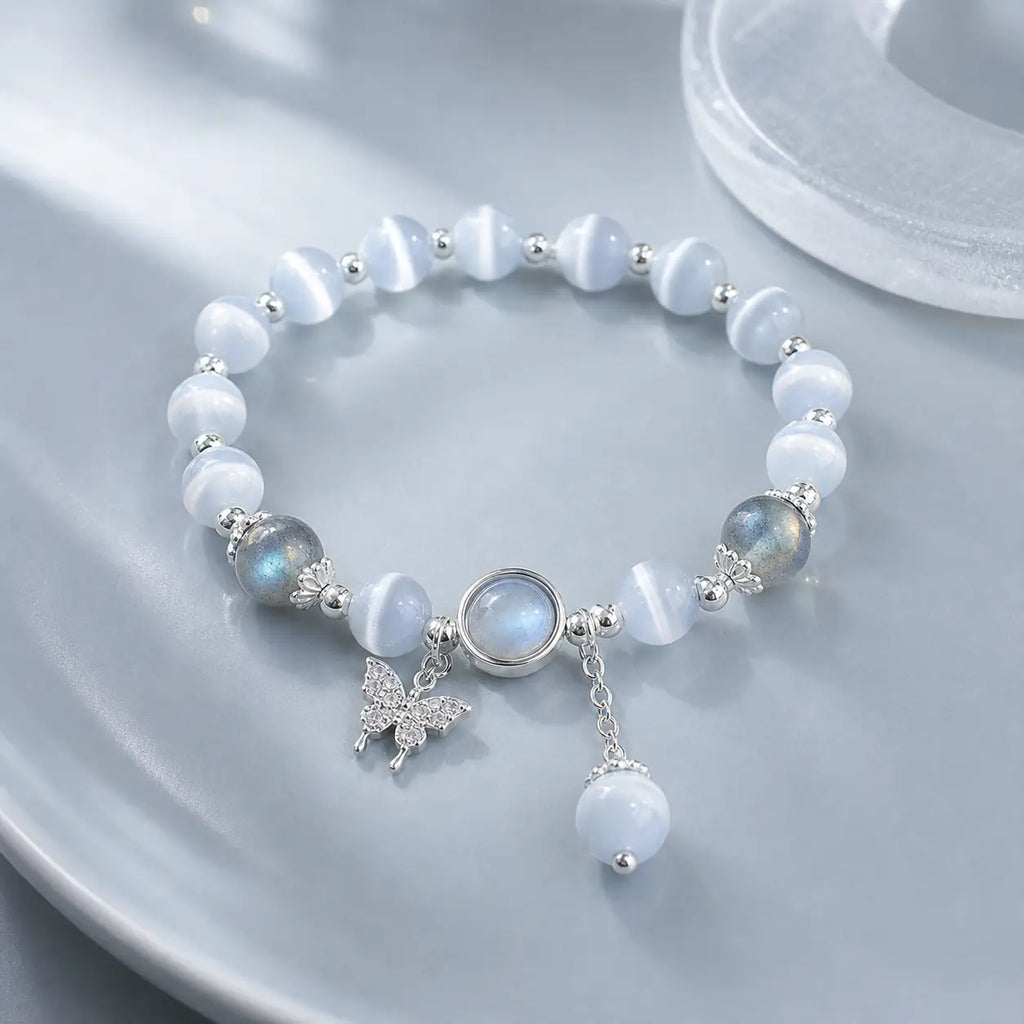 Song Yne Cat's Eye Moonstone Butterfly Support & Luck Bracelet