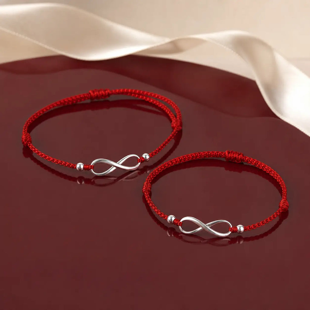 Song Yne 925 Silver Endless Knot Protection Red String Bracelet & Anklet