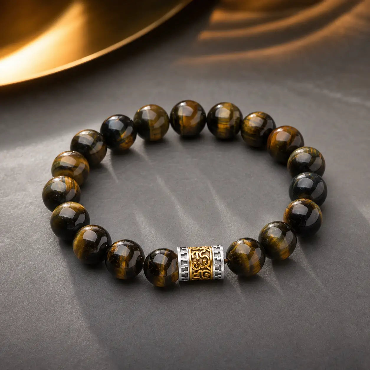 Song Yne Tiger Eye Six True Words Courage & Protection Bracelet