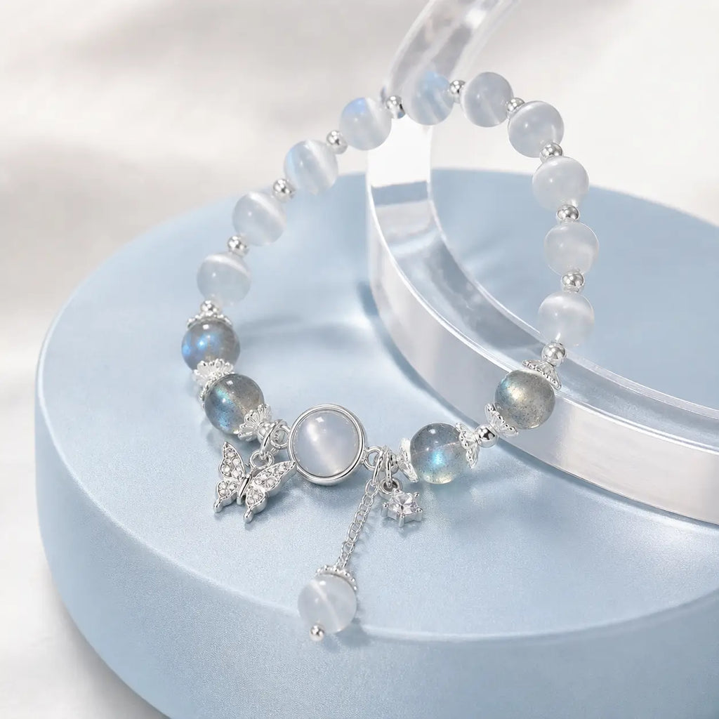 Song Yne Cat's Eye Moonstone Butterfly Support & Luck Bracelet