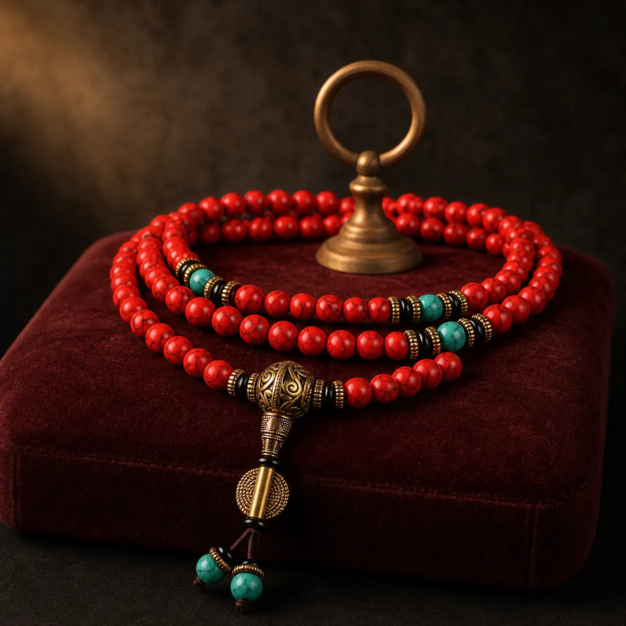 Song Yne Tibetan Red Turquoise 108 Mala Necklace Bracelet