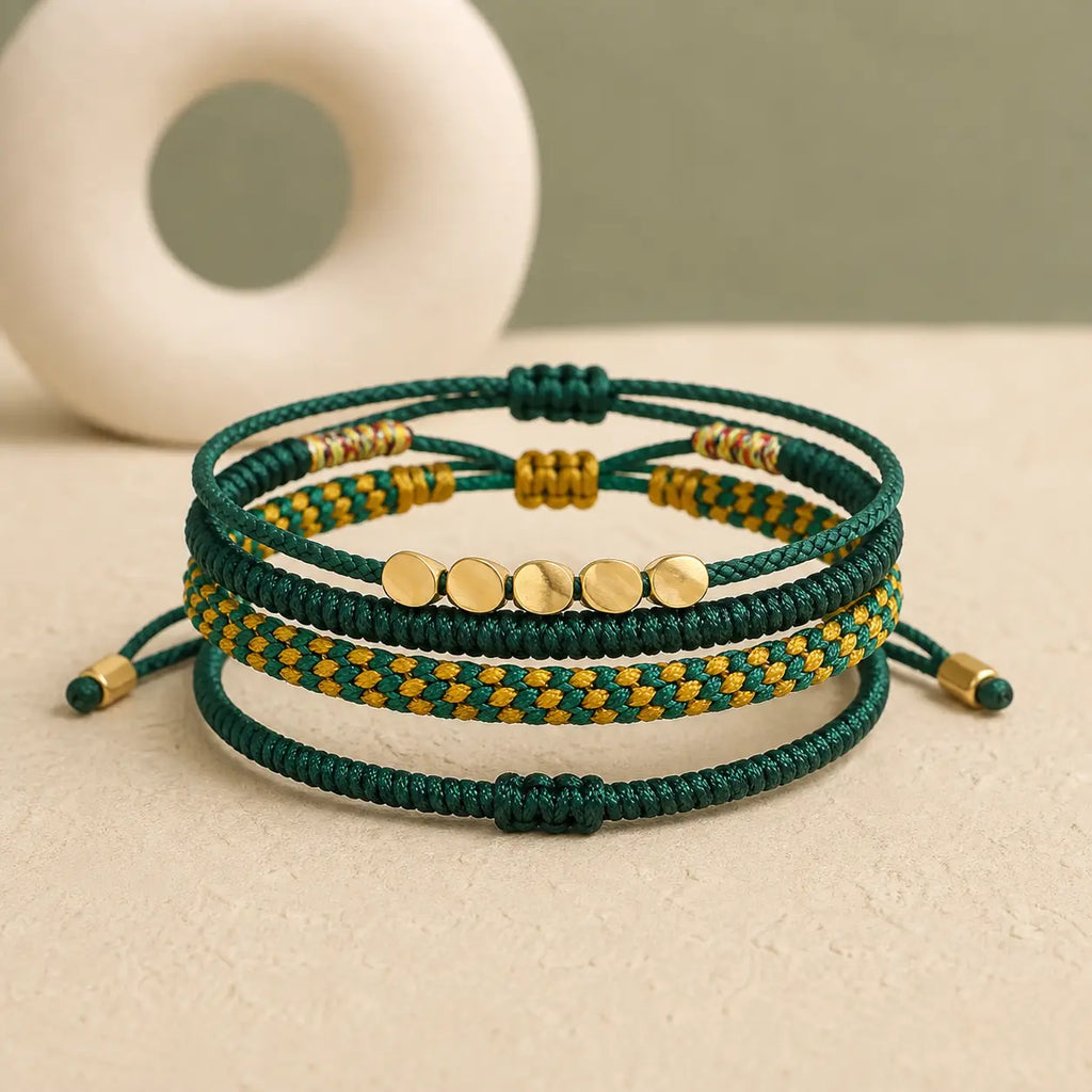 Song Yne 3-Piece Tibetan Copper Healing & Protection Bracelet Set