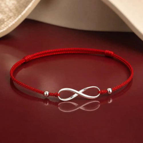 Song Yne 925 Silver Endless Knot Protection Red String Bracelet & Anklet