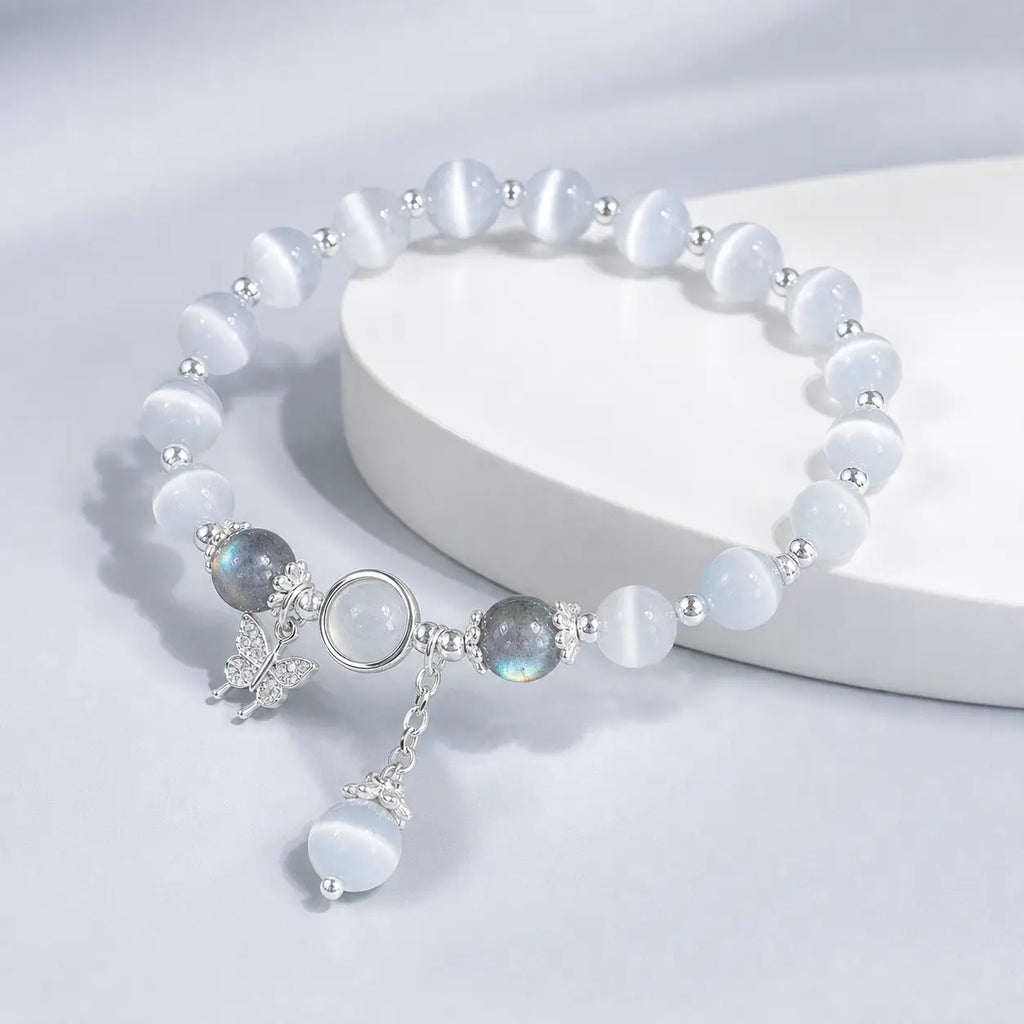 Song Yne Cat's Eye Moonstone Butterfly Support & Luck Bracelet