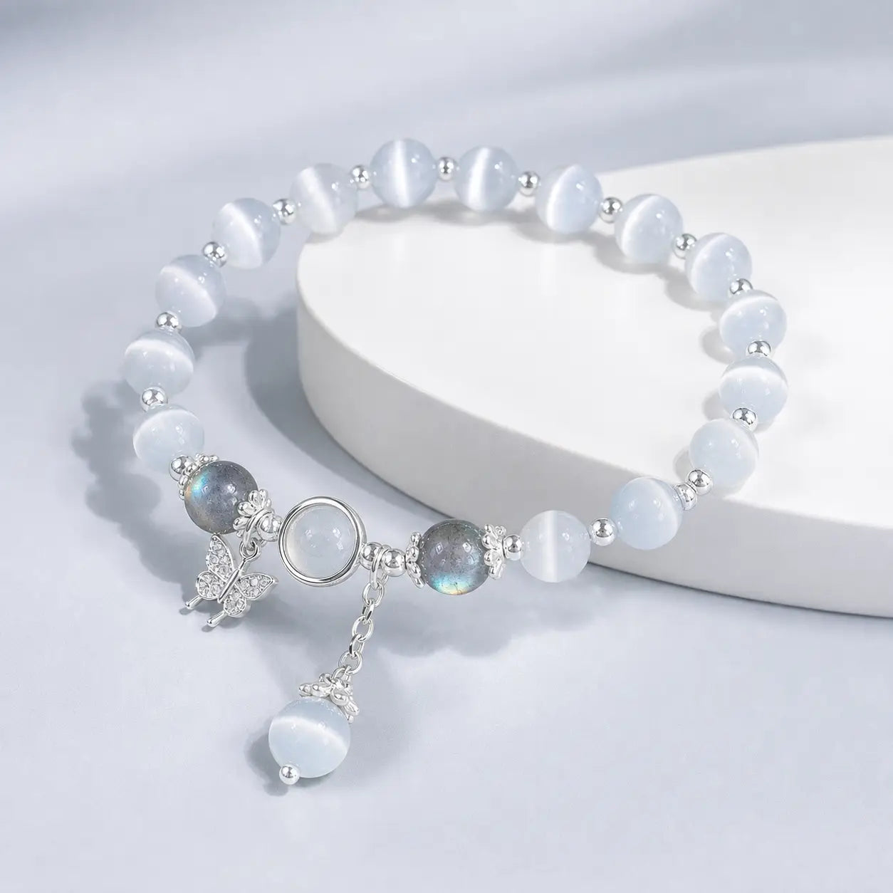 Song Yne Cat's Eye Moonstone Butterfly Support & Luck Bracelet