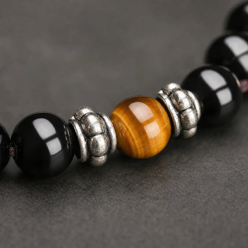 Song Yne Black Obsidian Tiger Eye Protection & Blessing Mala