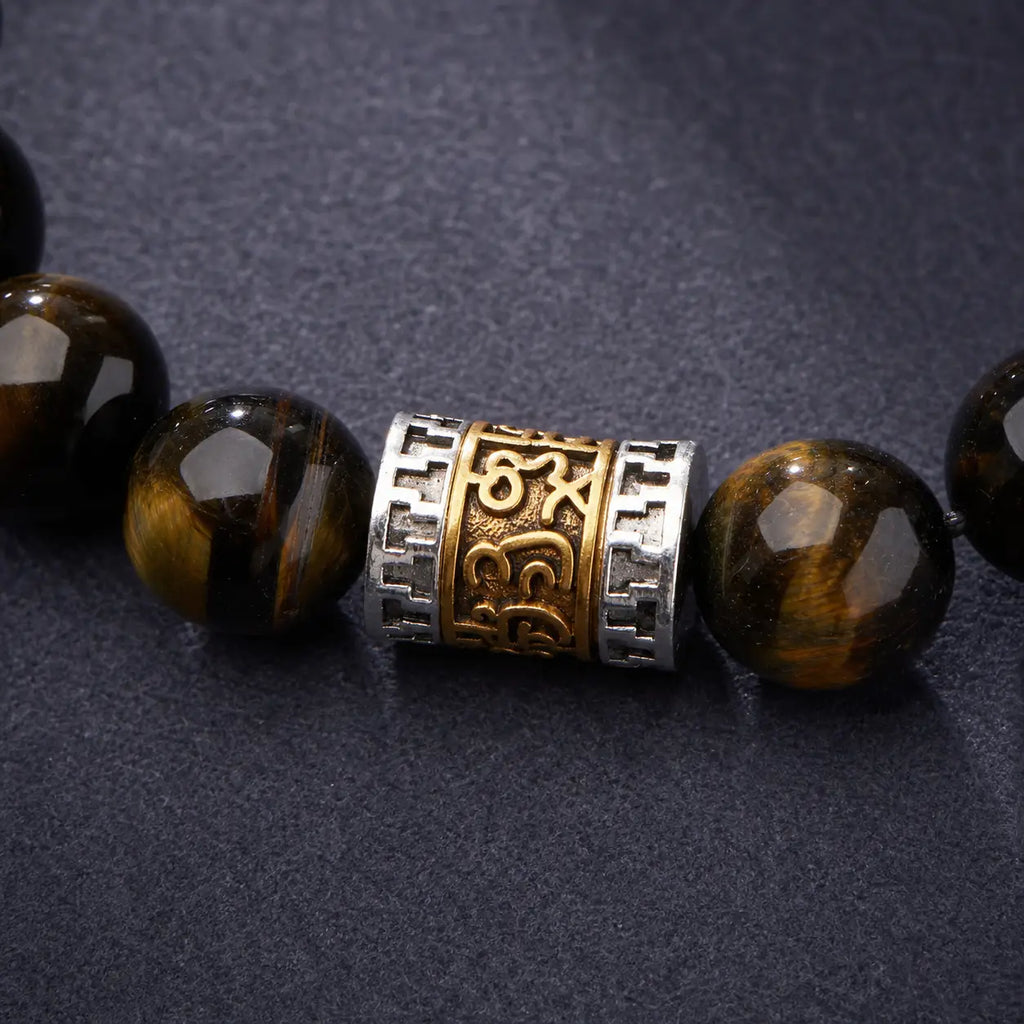 Song Yne Tiger Eye Six True Words Courage & Protection Bracelet