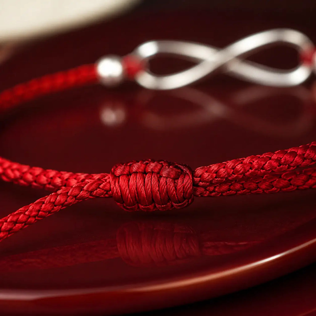 Song Yne 925 Silver Endless Knot Protection Red String Bracelet & Anklet