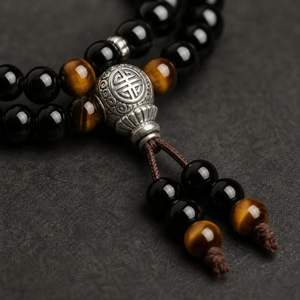 Song Yne Black Obsidian Tiger Eye Protection & Blessing Mala