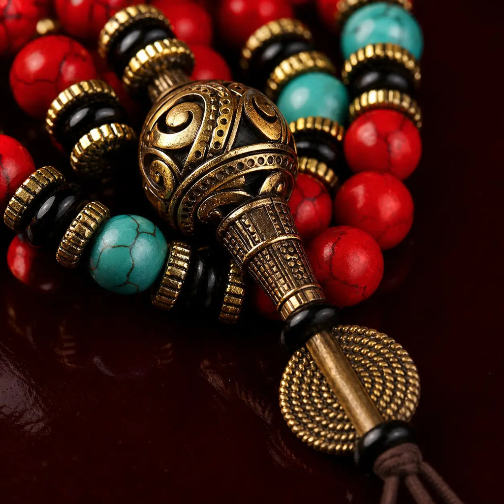 Song Yne Tibetan Red Turquoise 108 Mala Necklace Bracelet
