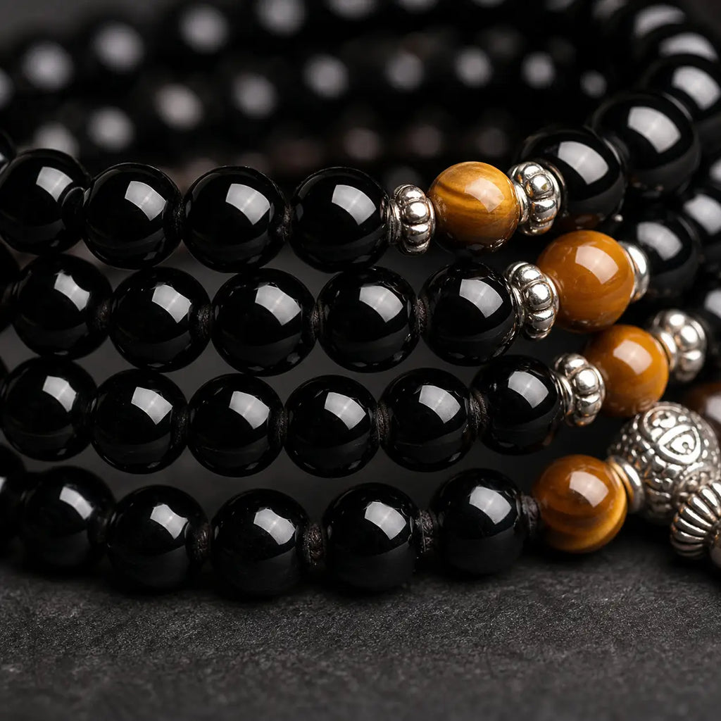 Song Yne Black Obsidian Tiger Eye Protection & Blessing Mala