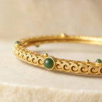 Song Yne Cyan Jade Copper Auspicious Cloud Calm Healing Bangle