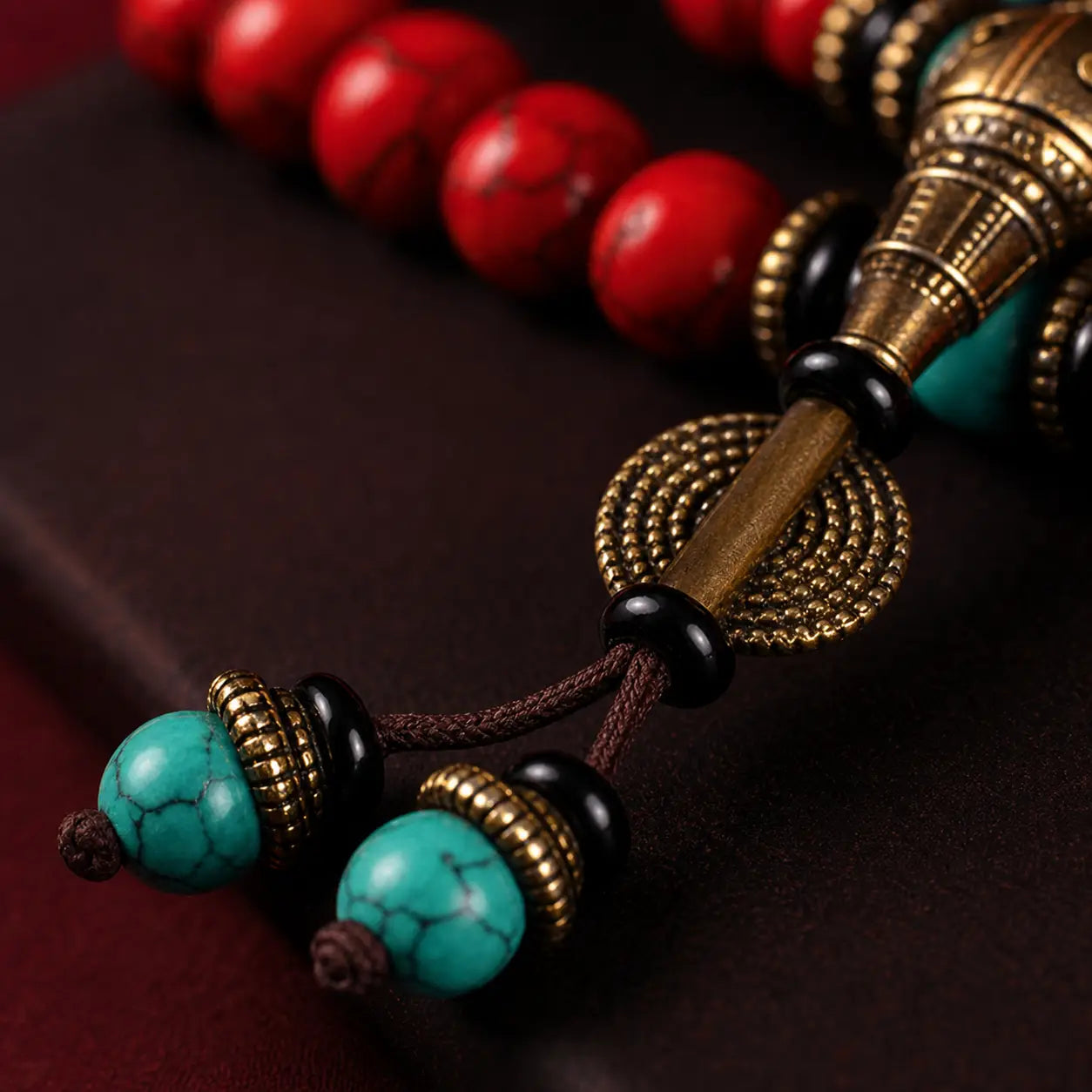 Song Yne Tibetan Red Turquoise 108 Mala Necklace Bracelet