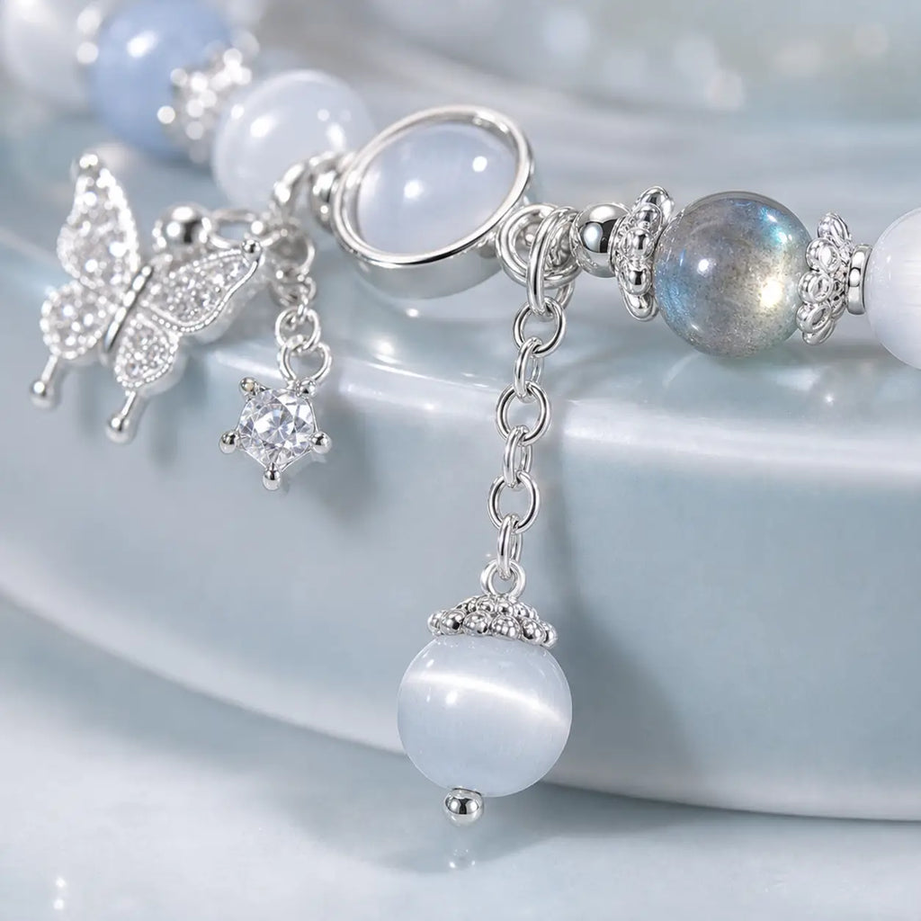 Song Yne Cat's Eye Moonstone Butterfly Support & Luck Bracelet
