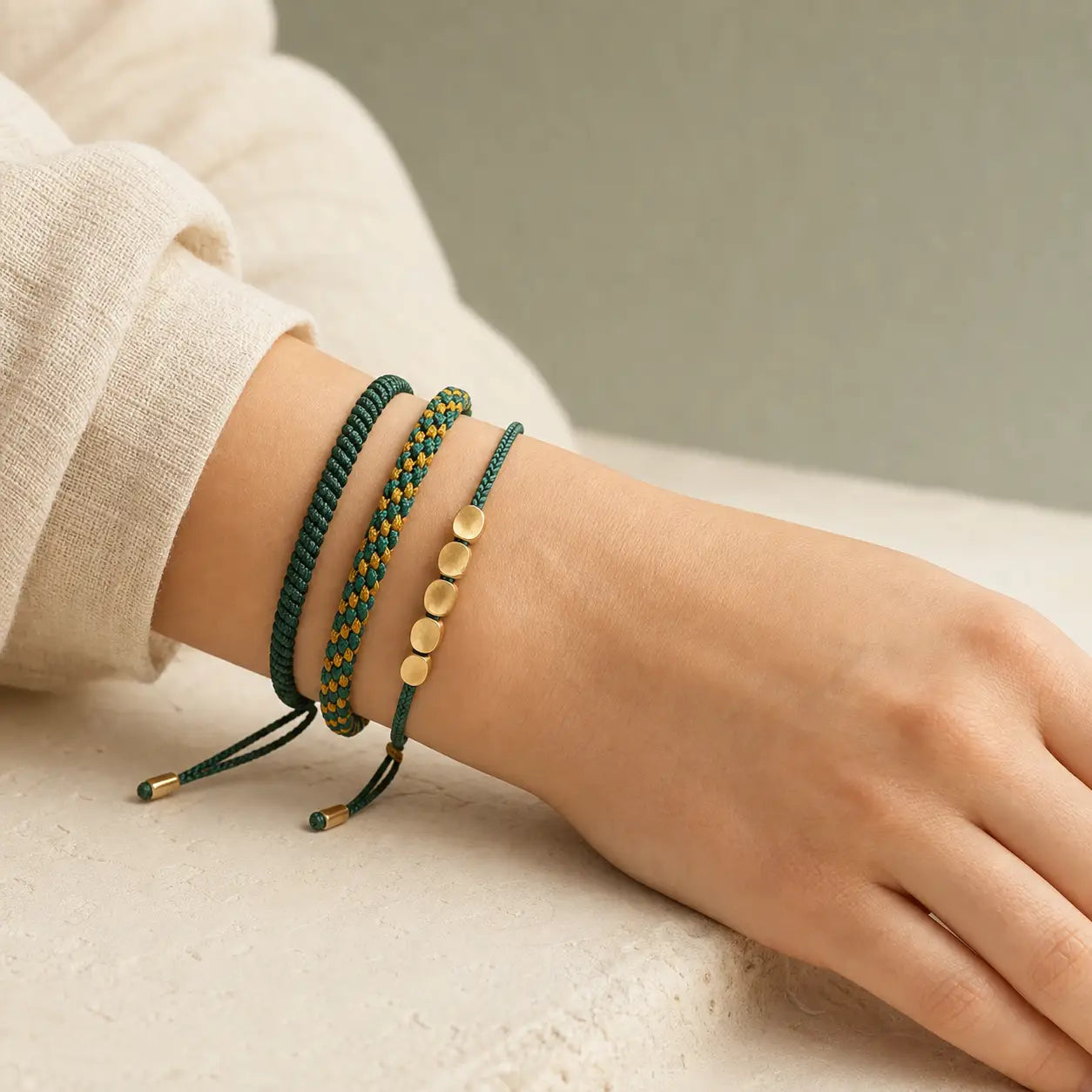 Song Yne 3-Piece Tibetan Copper Healing & Protection Bracelet Set