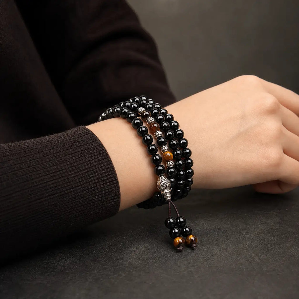 Song Yne Black Obsidian Tiger Eye Protection & Blessing Mala