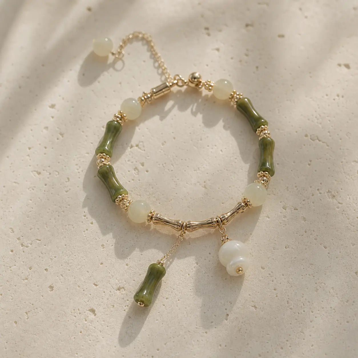 Song Yne Jade Bamboo Lily of the Valley Luck Bracelet