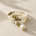 Song Yne 108 Mala Beads White Jade Bodhi Seed Lotus Bracelet Necklace, Handmade Spiritual Meditation Beads for Enlightenment, Peace & Harmony