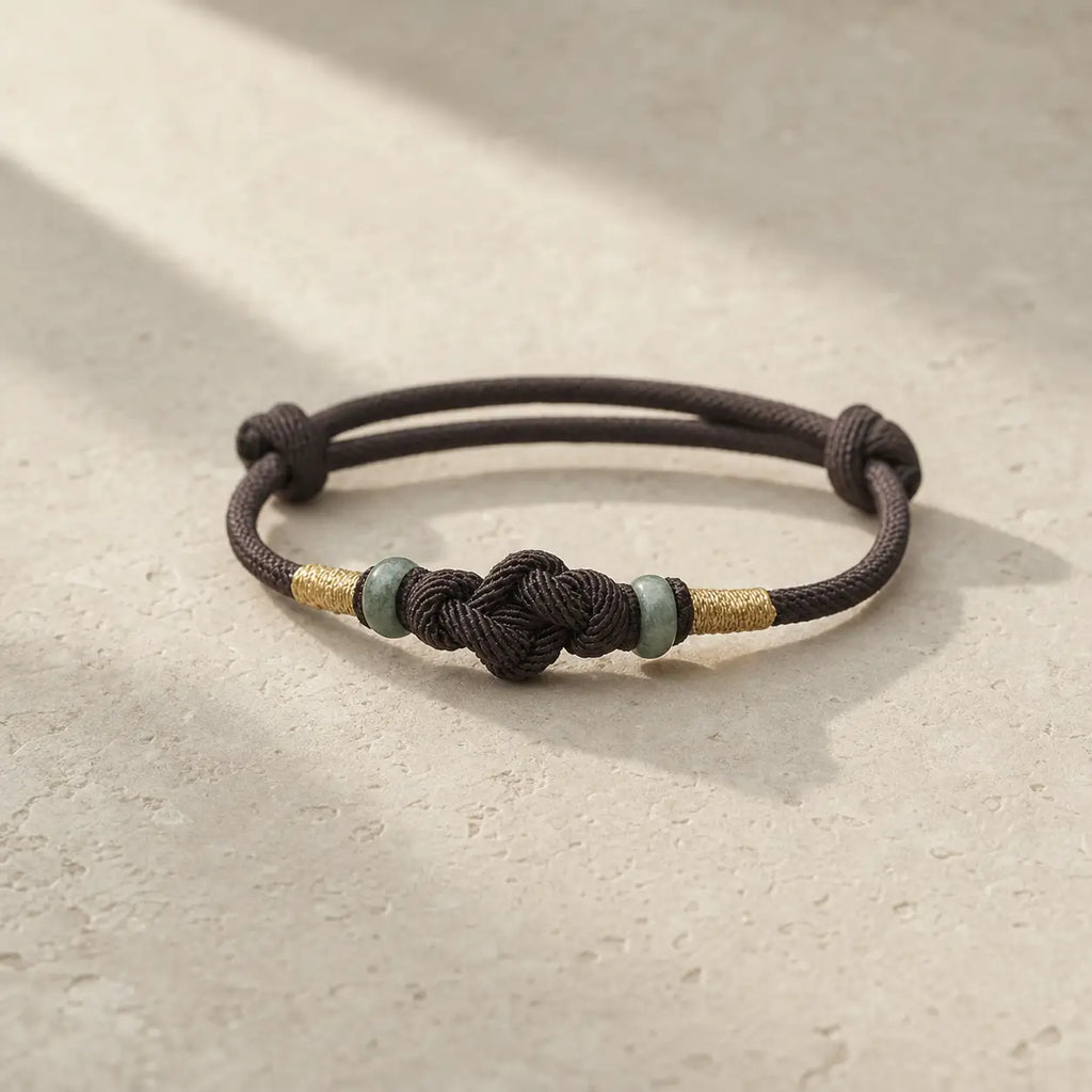 Song Yne Red String Jade Fortune Knot Couple Bracelet, Hand Braided Lucky String Bracelet for Good Luck, Prosperity & Relationship Blessing