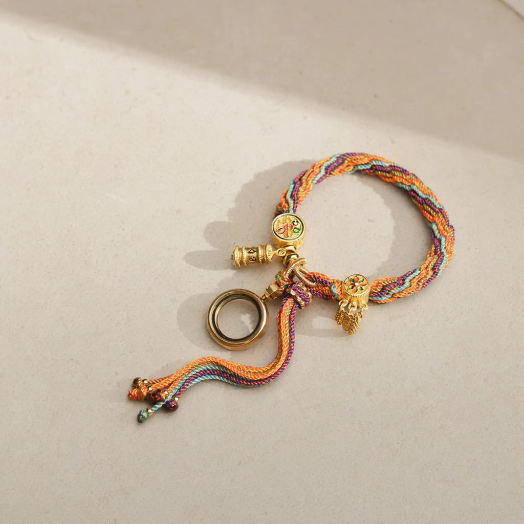 Song Yne Tibetan Om Mani Padme Hum Reincarnation Knot Bracelet, Colorful Dreamcatcher Luck Red String Bracelet for Protection, Good Fortune & Inner Peace