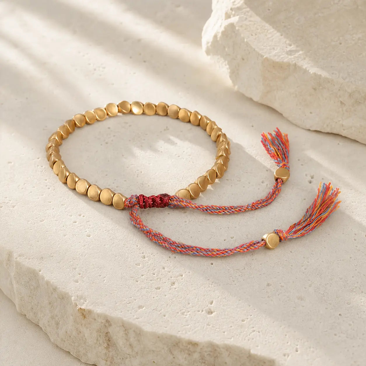 Song Yne Tibetan Copper Beads Healing Luck Bracelet, Handmade Spiritual Protection Bracelet for Grounding, Positive Energy & Prosperity