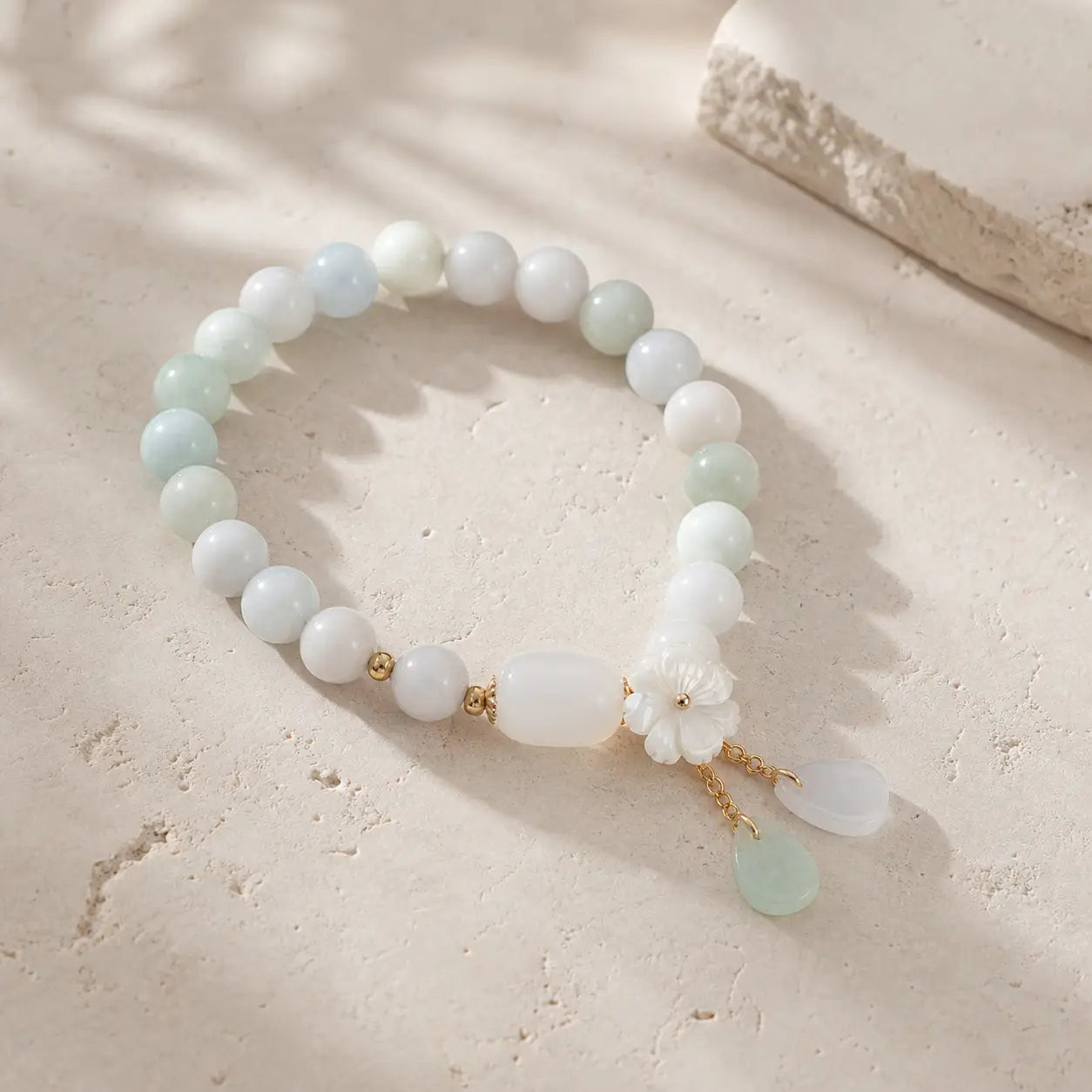 Song Yne Natural White Jade Luck & Protection Bracelet