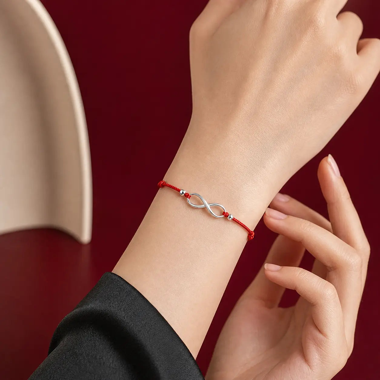 Song Yne 925 Silver Endless Knot Protection Red String Bracelet & Anklet