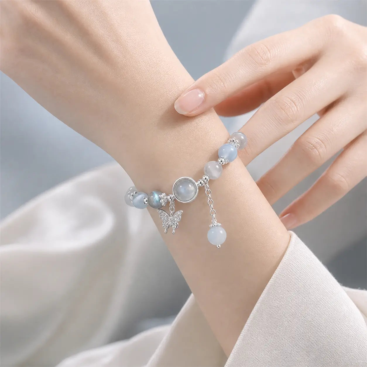 Song Yne Cat's Eye Moonstone Butterfly Support & Luck Bracelet