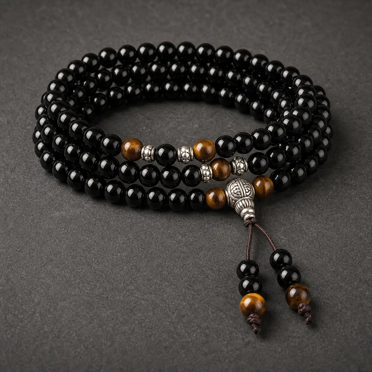 Song Yne Black Obsidian Tiger Eye Protection & Blessing Mala