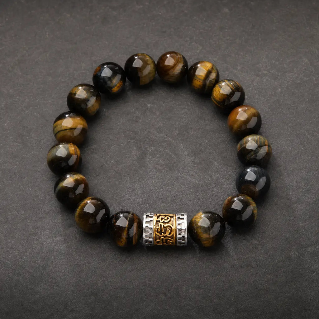 Song Yne Tiger Eye Six True Words Courage & Protection Bracelet