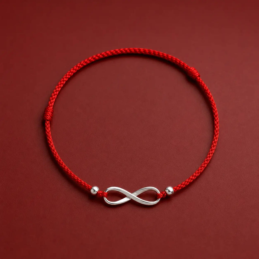 Song Yne 925 Silver Endless Knot Protection Red String Bracelet & Anklet