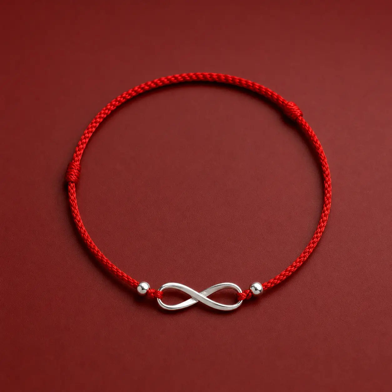 Song Yne 925 Silver Endless Knot Protection Red String Bracelet & Anklet