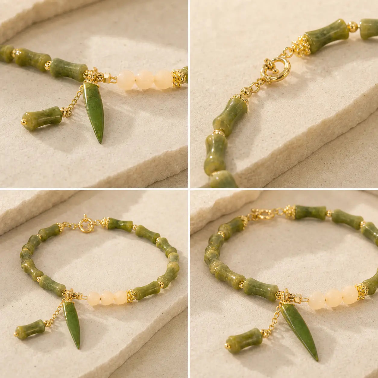 Song Yne Jade Bamboo Lily of the Valley Luck Bracelet