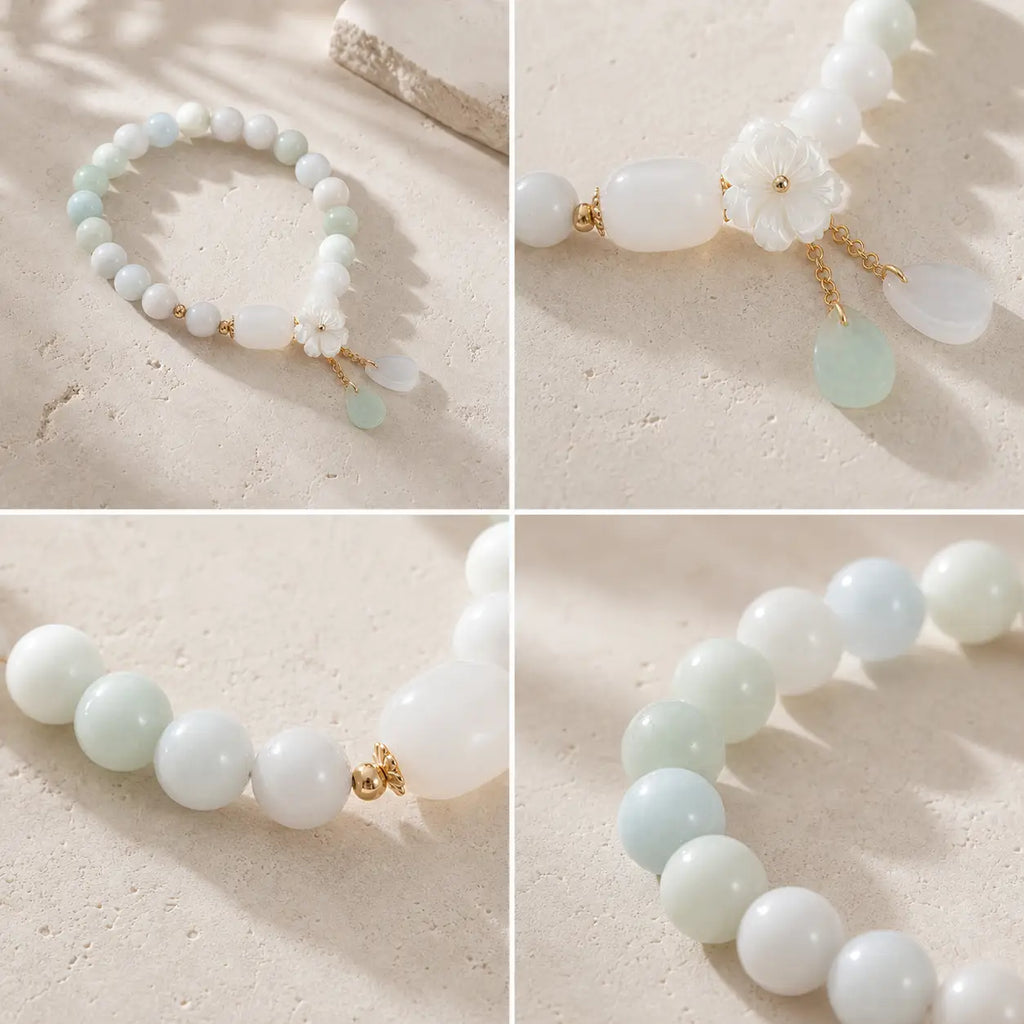 Song Yne Natural White Jade Luck & Protection Bracelet
