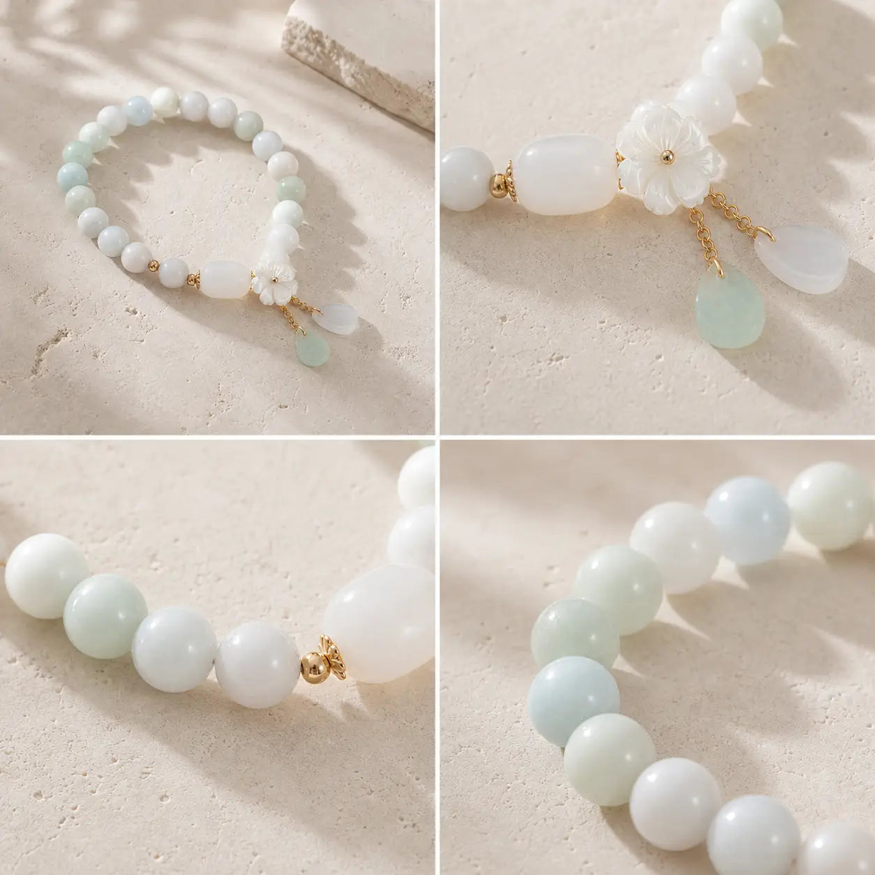 Song Yne Natural White Jade Luck & Protection Bracelet