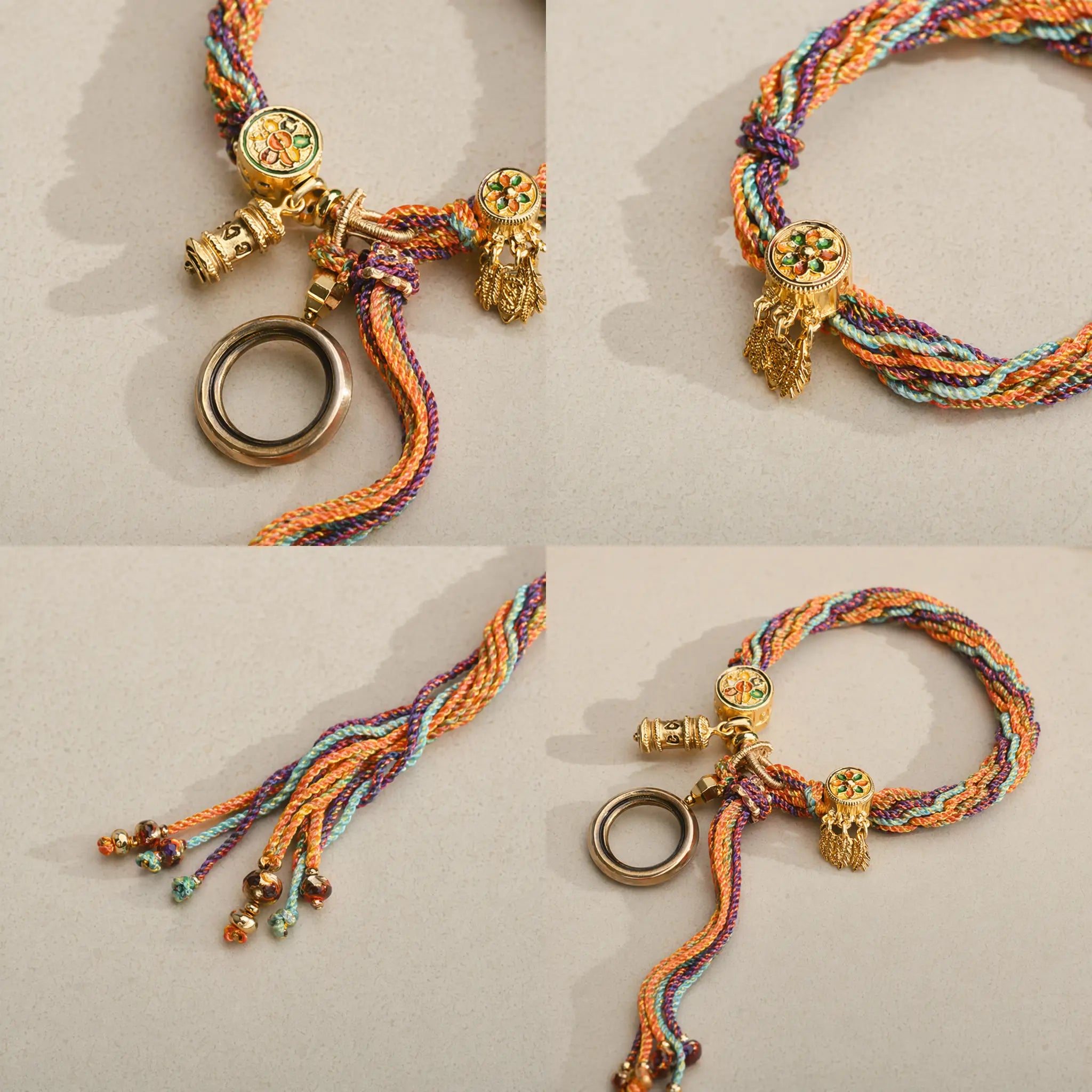 Song Yne Tibetan Om Mani Padme Hum Reincarnation Knot Bracelet, Colorful Dreamcatcher Luck Red String Bracelet for Protection, Good Fortune & Inner Peace