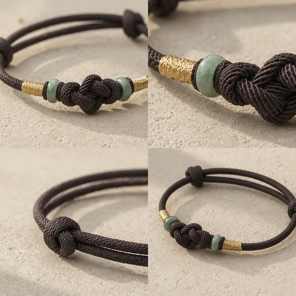 Song Yne Red String Jade Fortune Knot Couple Bracelet, Hand Braided Lucky String Bracelet for Good Luck, Prosperity & Relationship Blessing