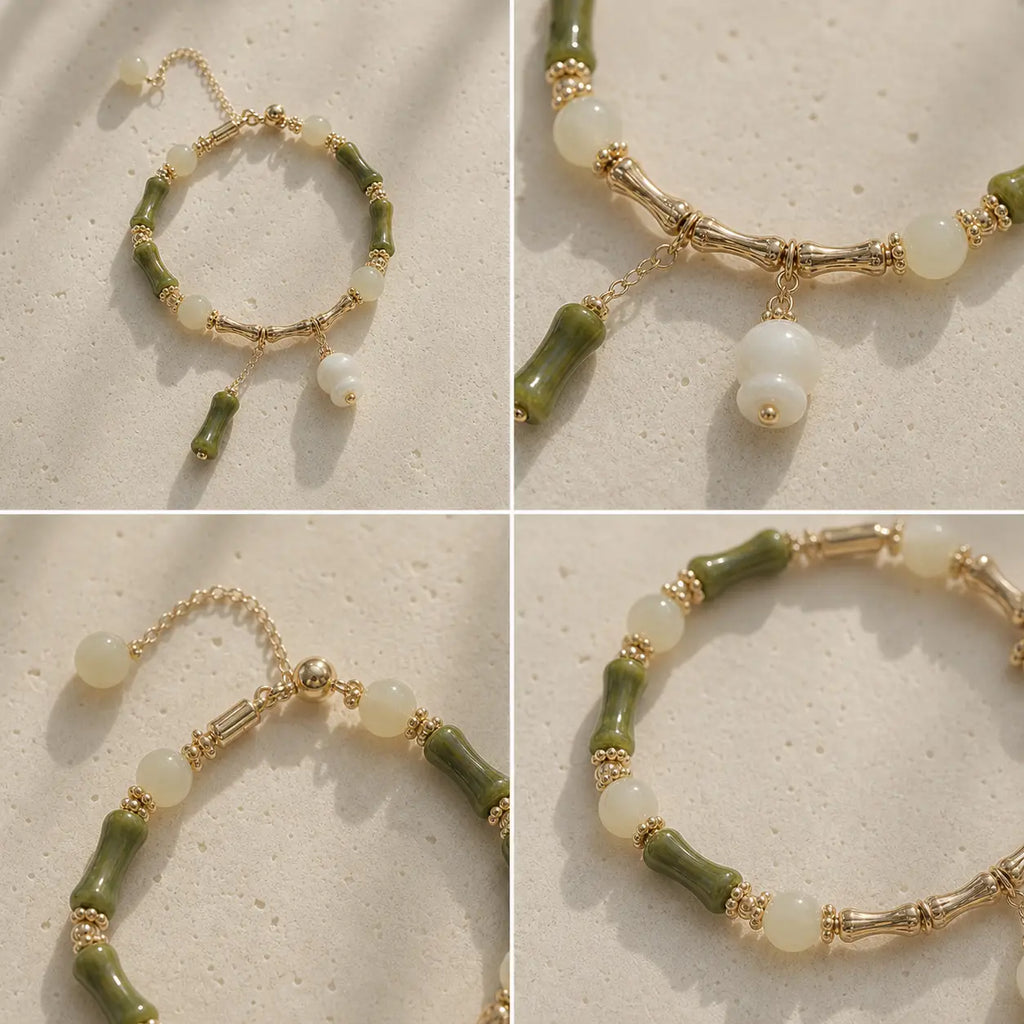Song Yne Jade Bamboo Lily of the Valley Luck Bracelet