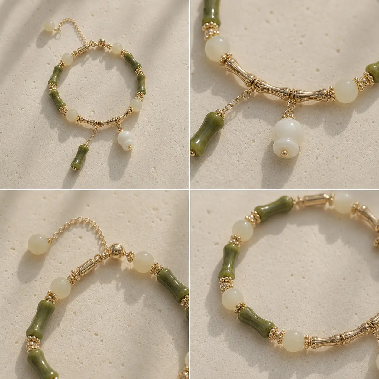 Song Yne Jade Bamboo Lily of the Valley Luck Bracelet