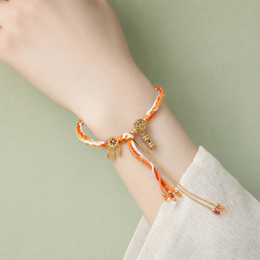 Song Yne Tibetan Om Mani Padme Hum Reincarnation Knot Bracelet, Colorful Dreamcatcher Luck Red String Bracelet for Protection, Good Fortune & Inner Peace