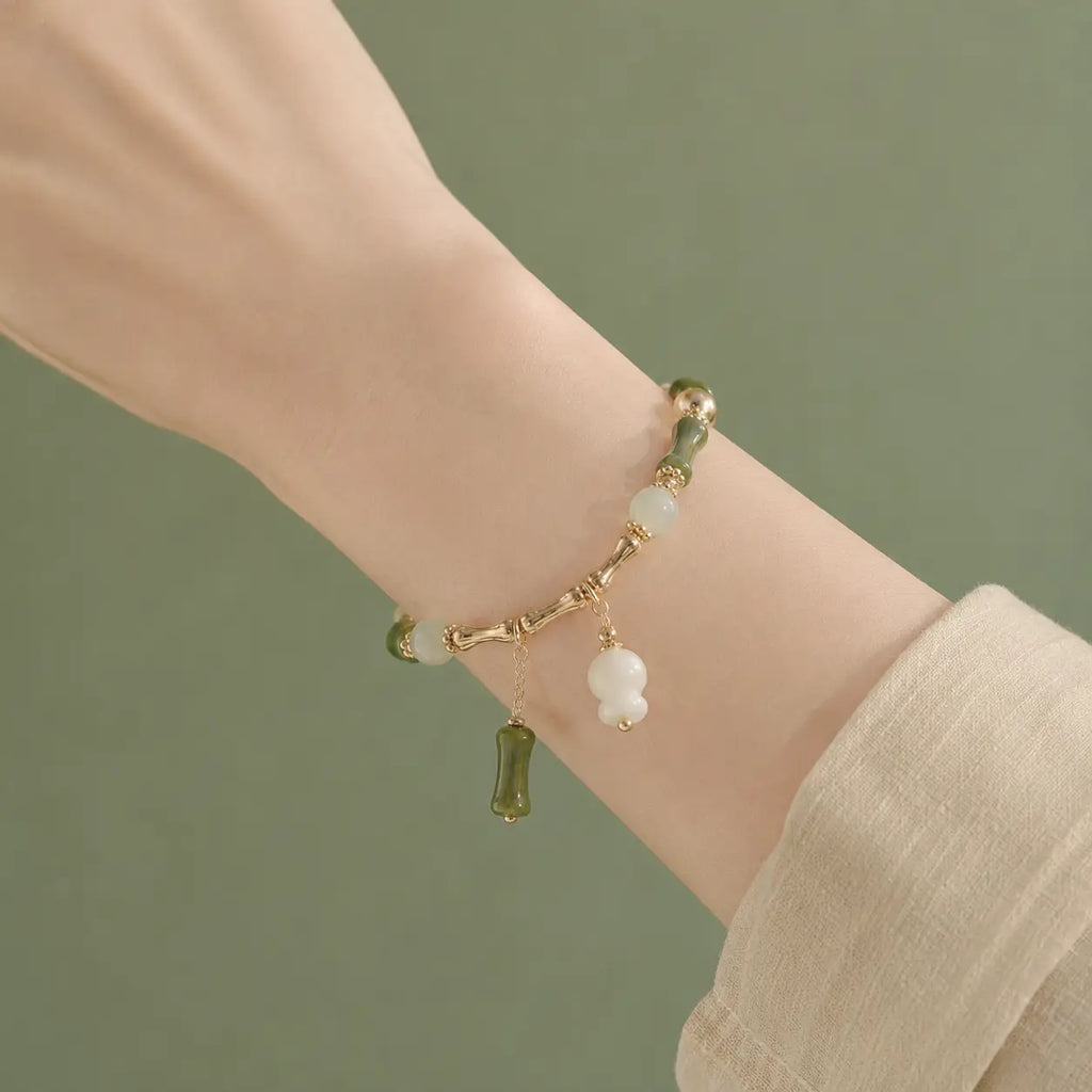 Song Yne Jade Bamboo Lily of the Valley Luck Bracelet