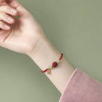 Song Yne Natural Cinnabar Chinese Zodiac Bracelet, Hetian Jade Fu Character Luck Rope Bracelet for Protection, Prosperity & Good Fortune