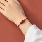 Song Yne Red String Jade Fortune Knot Couple Bracelet, Hand Braided Lucky String Bracelet for Good Luck, Prosperity & Relationship Blessing