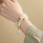 Song Yne 108 Mala Beads White Jade Bodhi Seed Lotus Bracelet Necklace, Handmade Spiritual Meditation Beads for Enlightenment, Peace & Harmony
