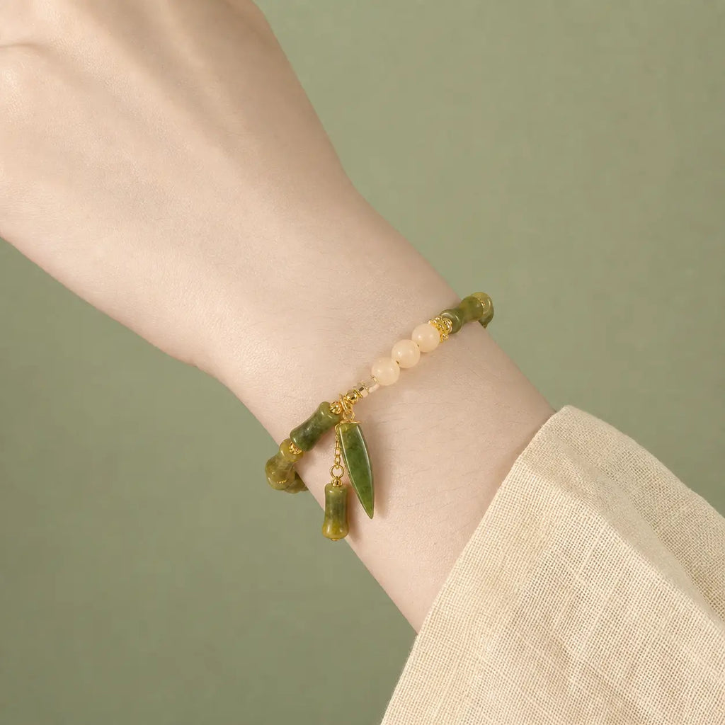 Song Yne Jade Bamboo Lily of the Valley Luck Bracelet