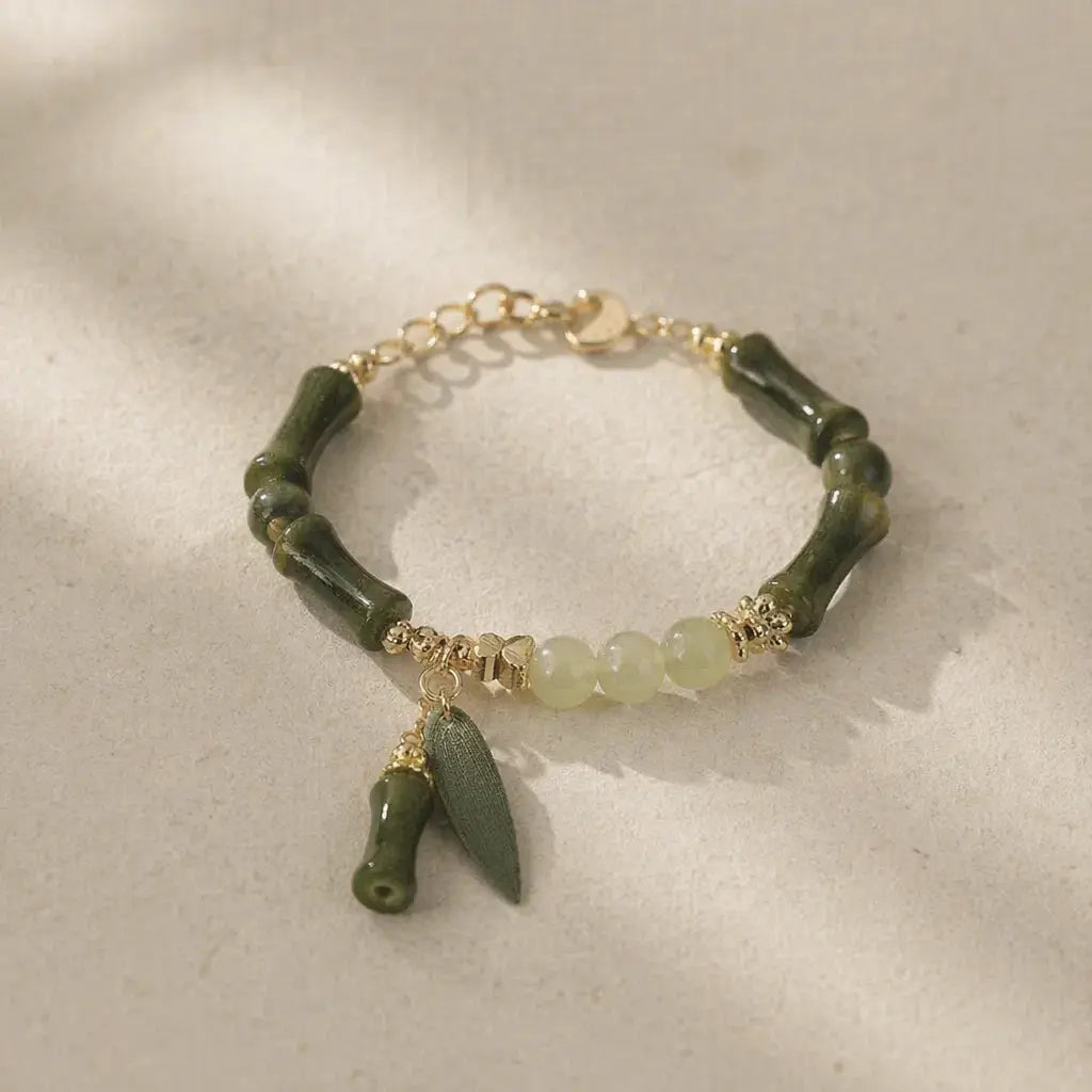 Song Yne Jade Bamboo Lily of the Valley Luck Bracelet