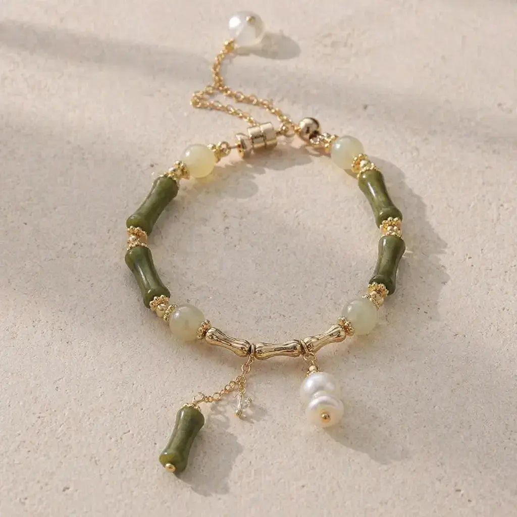 Song Yne Jade Bamboo Lily of the Valley Luck Bracelet