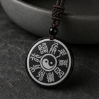 Song Yne Nine-Character Mantra Obsidian Protection Pendant