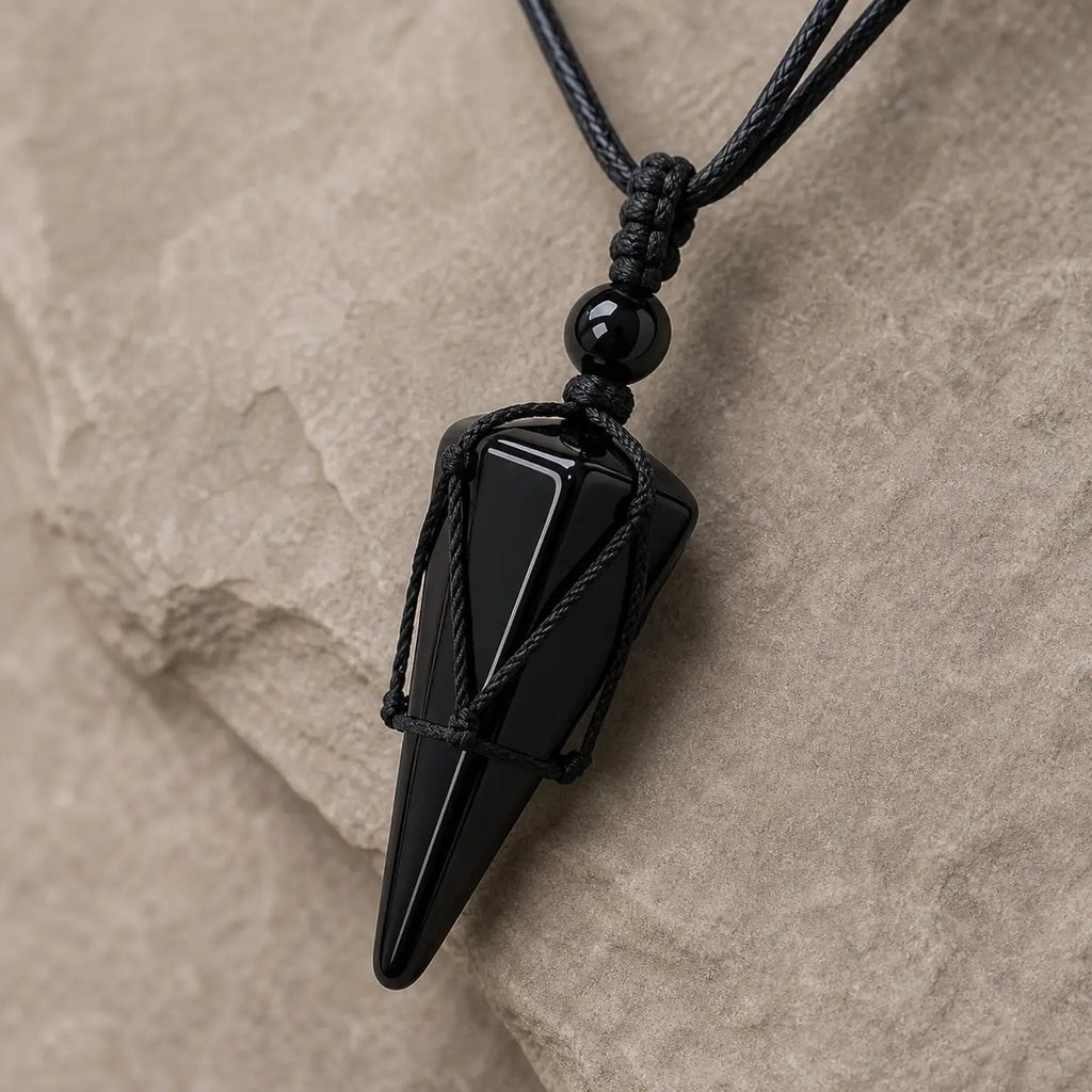 Song Yne Natural Stone Pointed Energy Pendant Necklace